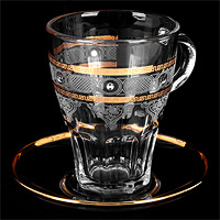 Набор кофейных чашек с блюдцами из богемского стекла (Набор кофейных пар или шапо) капучино