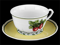 Набор чайных чашек с блюдцами фарфоровых низких (Набор чайных пар или шапо) 150 мл