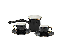 Подарочный кофейный набор фарфоровый 5 предметов (кофейные чашки с блюдцами и турка)