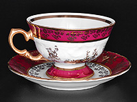Чайная чашка с блюдцем фарфоровая (Шапо чайное или пара) 240 мл