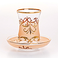 Набор чайных чашек с блюдцами из богемского стекла (Набор чайных пар или шапо) 110 мл