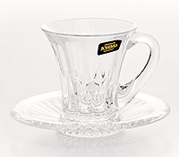 Набор кофейных чашек с блюдцами из богемского стекла (Набор кофейных пар или шапо) 90 мл