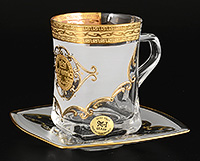 Набор чайных чашек с блюдцами из богемского стекла (Набор чайных пар или шапо) 270 мл