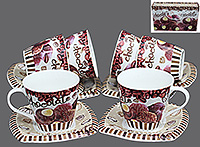 Набор кофейных чашек с блюдцами из фарфора (Набор кофейных пар или шапо)