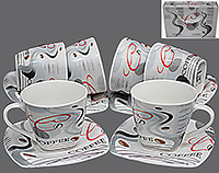 Набор кофейных чашек с блюдцами из фарфора (Набор кофейных пар или шапо)
