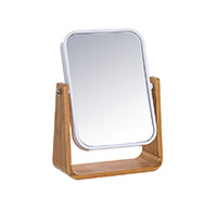 Зеркало настольное с 5х увеличением с пластиковой рамой и деревянной подставкой 16x6x22 см