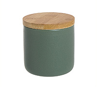 Стакан для ватных дисков из керамики и дерева 8x8x9 см