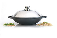 Сковорода Вок (Сковорода для китайской кухни) алюминиевая 32х8 см с крышкой 5000 мл