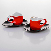 Набор кофейных чашек с блюдцами фарфоровых (Набор кофейных пар или шапо) эспрессо 40 мл