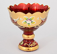 Конфетница из богемского стекла (Ваза для конфет) 13 см на ножке