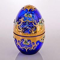 Шкатулка из богемского стекла в форме яйца 19x12,5 см