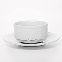 Набор тарелок для супа фарфоровых с блюдцем (Бульонниц) 165 мл