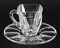 Набор чайных чашек с блюдцами из богемского стекла (Набор чайных пар или шапо) 160 мл