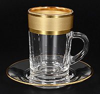 Набор кофейных чашек с блюдцами из богемского стекла (Набор кофейных пар или шапо) 100 мл