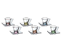 Набор кофейных чашек с блюдцами из стекла (Набор кофейных пар или шапо) 70 мл эспрессо