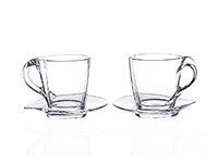 Набор кофейных чашек с блюдцами из стекла (Набор кофейных пар или шапо) 240 мл куппучино