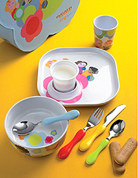 Детский набор посуды 7 предметов из нержавеющей стали