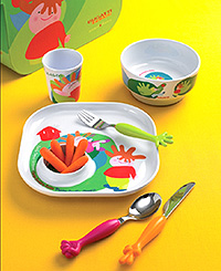 Детский набор посуды 6 предметов из нержавеющей стали