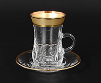 Набор чайных чашек с блюдцами из богемского стекла (Набор чайных пар или шапо) 170 мл