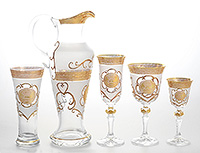 Набор фужеров (бокалов) из богемского стекла 25 предметов с кувшином