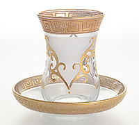 Набор кофейных чашек с блюдцами из богемского стекла (Набор кофейных пар или шапо) 100 мл армуды