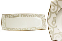 Блюдо прямоугольное сервировочное из костяного фарфора (Прямоугольник) 42 см
