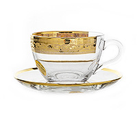 Набор чайных чашек с блюдцами из стекла (Набор чайных пар или шапо) 240 мл