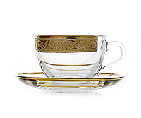Набор чайных чашек с блюдцами из стекла (Набор чайных пар или шапо) 240 мл