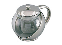 Заварочный чайник с крышкой из стекла и алюминия 750 мл с фильтром