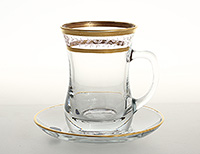 Набор чайных чашек с блюдцами из богемского стекла (Набор чайных пар или шапо) 250 мл армуды