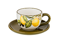 Чайная чашка с блюдцем керамическая (Шапо чайное или пара) 220 мл