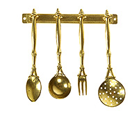 Набор кухонных принадлежностей из бронзы 4 предмета на держателе