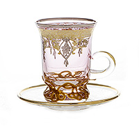 Набор чайных чашек с блюдцами стеклянных (Набор чайных пар или шапо) 150 мл