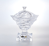Конфетница из богемского стекла (Ваза для конфет) 25 см с крышкой