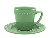 Чайная чашка с блюдцем керамическая (Шапо чайное или пара) 220 мл