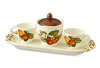 Подарочный кофейный набор керамический 5 предметов (2 кофейные чашки+сахарница на подносе)