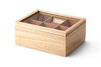 Ящик для хранения чайных пакетиков из каучукового дерева и стекла 23х17,5х10 см