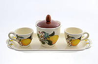 Подарочный кофейный набор керамический 5 предметов (2 кофейные чашки+сахарница на подносе)