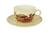 Чайная чашка с блюдцем керамическая (Шапо чайное или пара) 350 мл