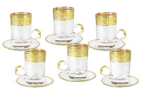 Набор чайных чашек с блюдцами из стекла (Набор чайных пар или шапо) 170 мл