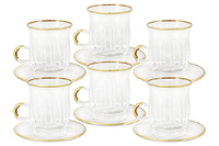 Набор чайных чашек с блюдцами из стекла (Набор чайных пар или шапо) 160 мл