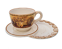 Чайная чашка с блюдцем керамическая (Шапо чайное или пара) 500 мл