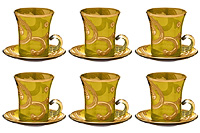 Набор чайных чашек с блюдцами из стекла (Набор чайных пар или шапо) 120 мл