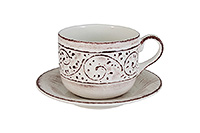Чайная чашка с блюдцем керамическая (Шапо чайное или пара) 500 мл