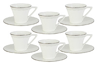 Набор кофейных чашек с блюдцами из костяного фарфора (Набор кофейных пар или шапо) 110 мл