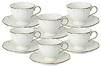 Набор чайных чашек с блюдцами из костяного фарфора (Набор чайных пар или шапо) 200 мл