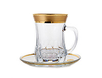 Набор чайных чашек с блюдцами из стекла (Набор чайных пар или шапо) 220 мл