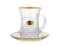 Набор чайных чашек с блюдцами из стекла (Набор чайных пар или шапо) 220 мл