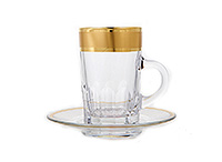 Набор кофейных чашек с блюдцами из стекла (Набор кофейных пар или шапо) 90 мл