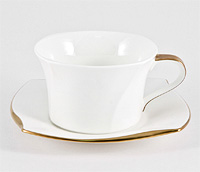 Набор чайных чашек с блюдцами из костяного фарфора (Набор чайных пар или шапо) 190 мл